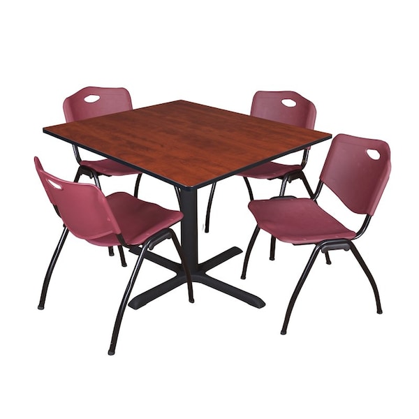 Cain Cain Square Table & Chair Set, Wood, Metal, Plastic Top, Cherry TB4848CH47BY - main